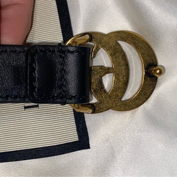 GUCCI MARMONT PEARL BLACK LEATHER BELT Size 95 - Picture 5 of 7